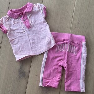 Puma Pink Toddler Polo & Track Shorts Set - size 12m